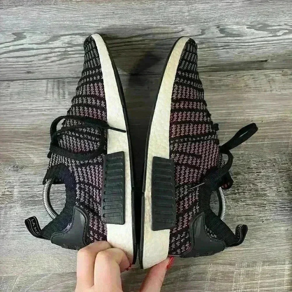Adidas NMD R1 STLT Primeknit Sneakers Black Solar Pink Men’s 10.5 - Picture 4 of 11